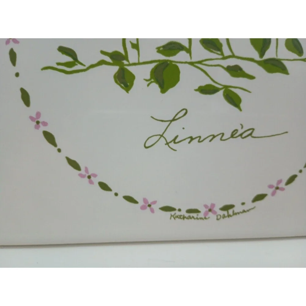 Bergquist Imports Tile Set Signed Katharine Dahlman Floral Norwegian 6